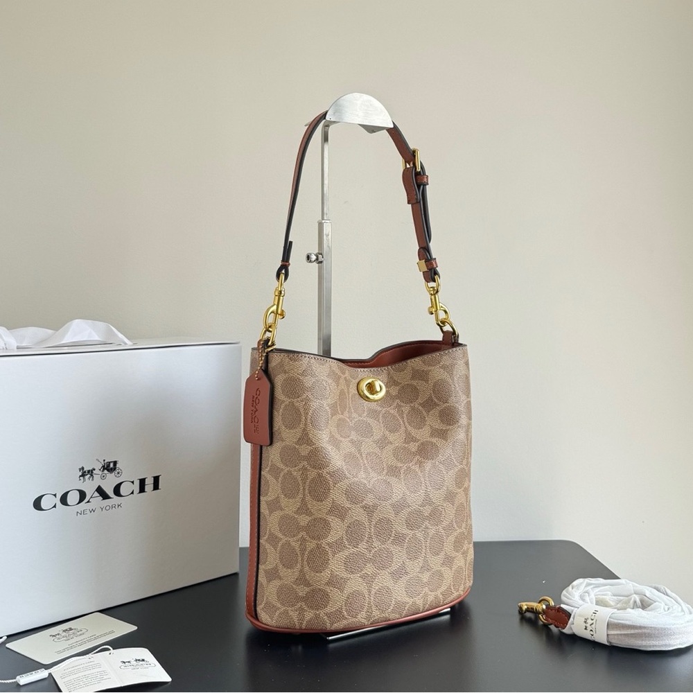 Coach brown small tote bag